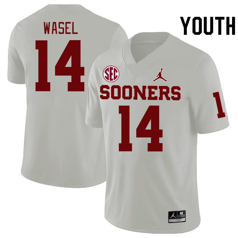 Youth #14 Steele Wasel Oklahoma Sooners 2024 SEC Conference College Football Jerseys-White